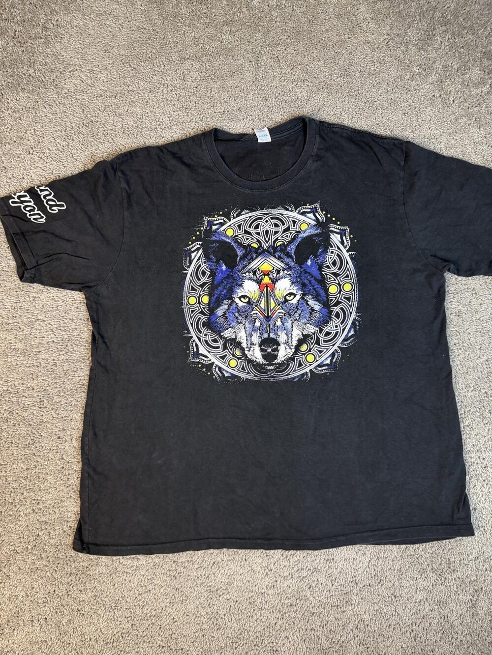 Vintage Grand Canyon Shirt Mens 2XL Black Wolf Tribal Graphic Crew Neck